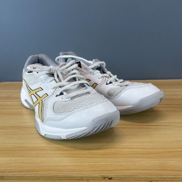 ASICS Men's Size 7 Shoes GEL-Rocket 10 Volleyball White/bronze 1071A054 - Picture 2 of 9